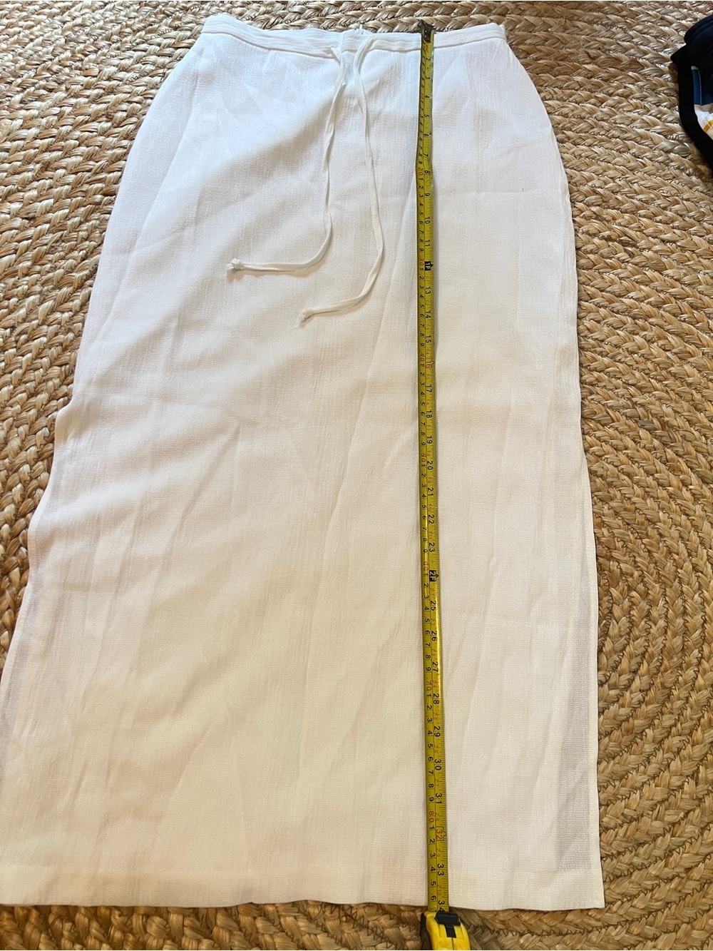 White Drawstring Maxi Skirt with Side Slit - Picture 7 of 7